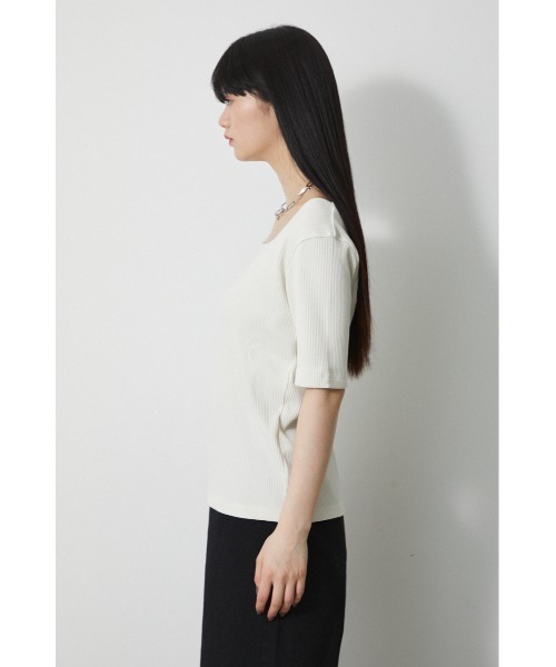 AZUL by moussy(アズールバイマウジー)の「2WAY RIB TOPS/2WAYリブトップス(Tシャツ/カットソー・レディース・オフホワイト/ブラック/グリーン/ベージュ・SMALL/MEDIUM)」の15枚目の写真