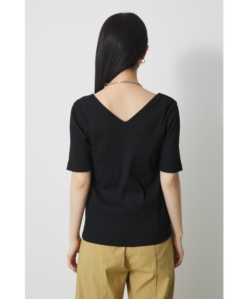 AZUL by moussy(アズールバイマウジー)の「2WAY RIB TOPS/2WAYリブトップス(Tシャツ/カットソー・レディース・オフホワイト/ブラック/グリーン/ベージュ・SMALL/MEDIUM)」の11枚目の写真