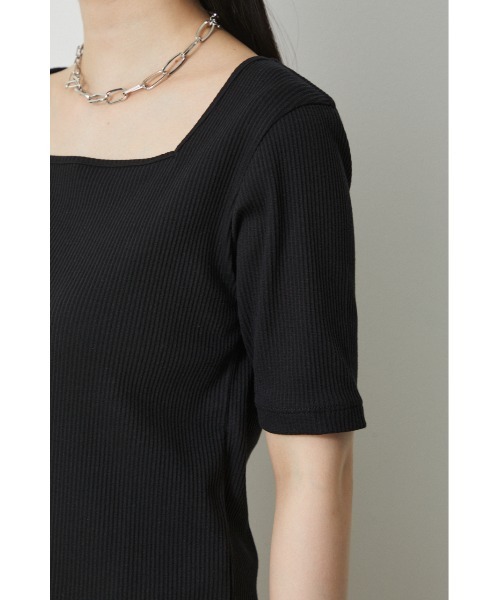 AZUL by moussy(アズールバイマウジー)の「2WAY RIB TOPS/2WAYリブトップス(Tシャツ/カットソー・レディース・オフホワイト/ブラック/グリーン/ベージュ・SMALL/MEDIUM)」の22枚目の写真