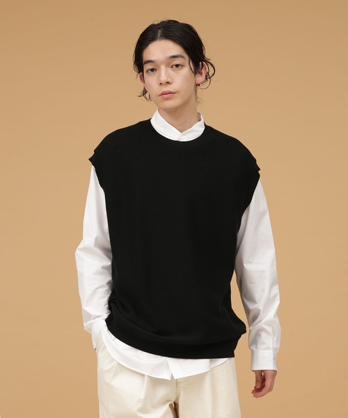 NANO universe（ナノユニバース）の「LB.03/【洗える】ウォッシャブルガーターニットベスト（ベスト・メンズ・ブラック/ライトグリーン/オフホワイト・S/M/L）」の2枚目の写真