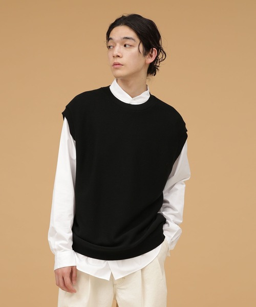 NANO universe（ナノユニバース）の「LB.03/【洗える】ウォッシャブルガーターニットベスト（ベスト・メンズ・ブラック/ライトグリーン/オフホワイト・S/M/L）」の8枚目の写真