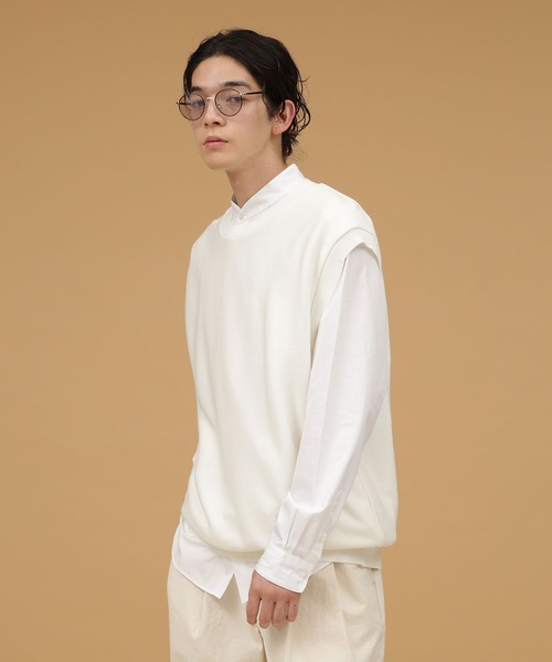 NANO universe（ナノユニバース）の「LB.03/【洗える】ウォッシャブルガーターニットベスト（ベスト・メンズ・ブラック/ライトグリーン/オフホワイト・S/M/L）」の10枚目の写真