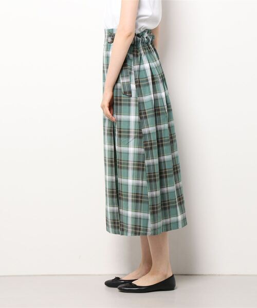 Lugnoncure（ルノンキュール）の「ラップ風チェックスカート（スカート・レディース・ネイビー/イエロー/グリーン・ﾌﾘ-）」の5枚目の写真