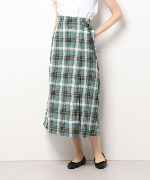 Lugnoncure（ルノンキュール）の「ラップ風チェックスカート（スカート・レディース・ネイビー/イエロー/グリーン・ﾌﾘ-）」の13枚目の写真