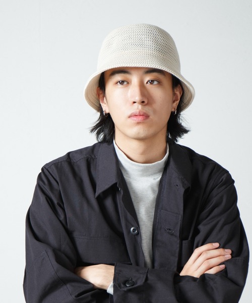 RACAL(ラカル)の「Crochet Style Knit Hat / クロシェットスタイルニットハット(ハット・メンズ・オフホワイト/グレイッシュベージュ/ブラック/チャコールグレー/オリーブ・LARGE/MEDIUM)」の2枚目の写真