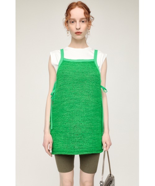 SLY(スライ)の「TAPE YARN CAMI TOPS キャミ トップス サマーニット(タンクトップ・レディース・オレンジ系その他/グリーン・FREE)」の3枚目の写真