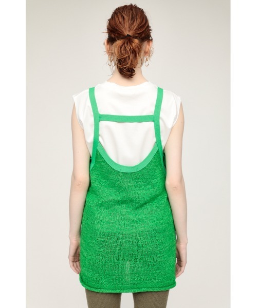 SLY(スライ)の「TAPE YARN CAMI TOPS キャミ トップス サマーニット(タンクトップ・レディース・オレンジ系その他/グリーン・FREE)」の7枚目の写真