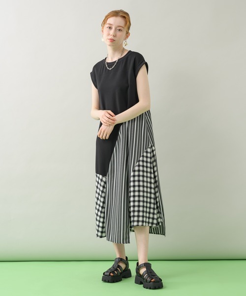 DOLLUPOOPS（ドールアップウップス）の「doll up oops ストライプギンガムワンピース（ワンピース・レディース・ホワイト/ブラック・FREE）」の2枚目の写真