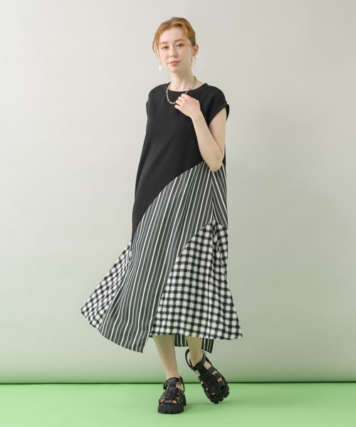 DOLLUPOOPS（ドールアップウップス）の「doll up oops ストライプギンガムワンピース（ワンピース・レディース・ホワイト/ブラック・FREE）」の3枚目の写真