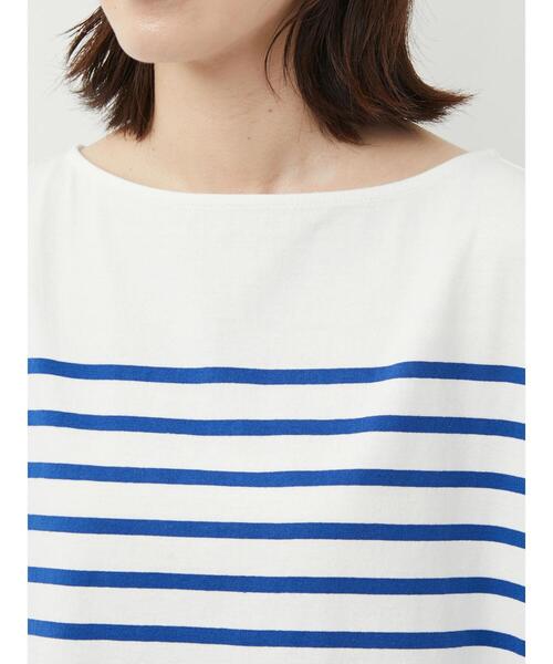 Green　Parks（グリーンパークス）の「パネルボーダーフレンチスリーブチュニック（Tシャツ/カットソー・レディース・ネイビー/ブルー/グリーン・FREE）」の9枚目の写真