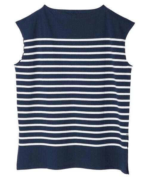 Green　Parks（グリーンパークス）の「パネルボーダーフレンチスリーブチュニック（Tシャツ/カットソー・レディース・ネイビー/ブルー/グリーン・FREE）」の18枚目の写真