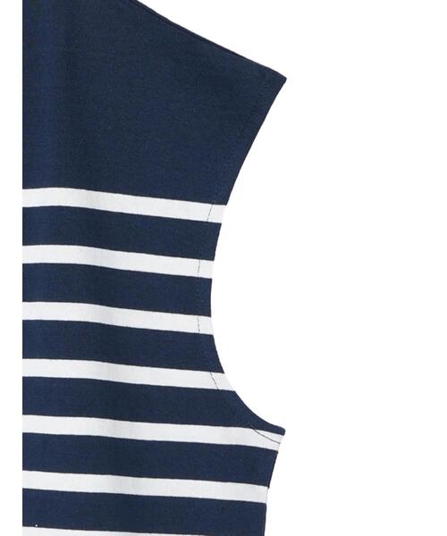 Green　Parks（グリーンパークス）の「パネルボーダーフレンチスリーブチュニック（Tシャツ/カットソー・レディース・ネイビー/ブルー/グリーン・FREE）」の20枚目の写真