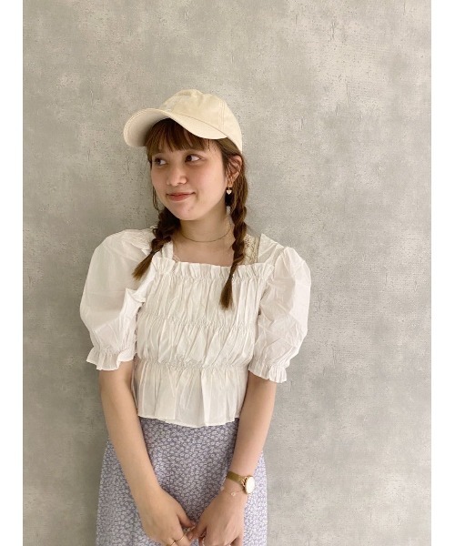 flower(フラワー)の「ビッグイニシャルキャップ(キャップ・レディース・ベージュ/ネイビー/ピンク・FREE)」の7枚目の写真