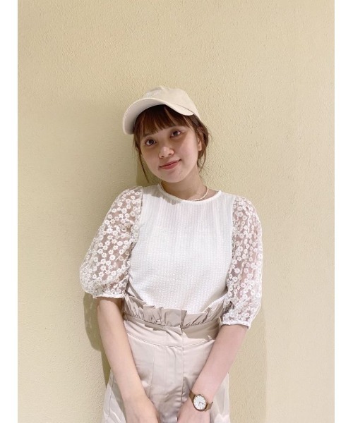 flower(フラワー)の「ビッグイニシャルキャップ(キャップ・レディース・ベージュ/ネイビー/ピンク・FREE)」の10枚目の写真