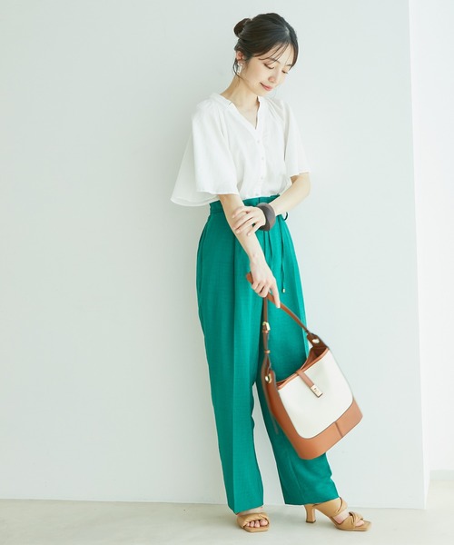 VIS（ビス）の「ワッシャー加工フレアスリーブブラウス（シャツ/ブラウス・レディース・ブラック/ホワイト/ライトグリーン/クリーム・FREE）」の8枚目の写真