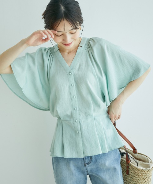 VIS（ビス）の「ワッシャー加工フレアスリーブブラウス（シャツ/ブラウス・レディース・ブラック/ホワイト/ライトグリーン/クリーム・FREE）」の21枚目の写真