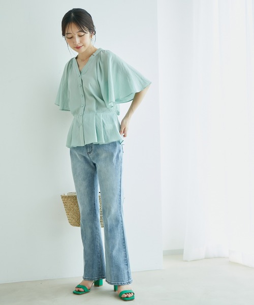 VIS（ビス）の「ワッシャー加工フレアスリーブブラウス（シャツ/ブラウス・レディース・ブラック/ホワイト/ライトグリーン/クリーム・FREE）」の19枚目の写真