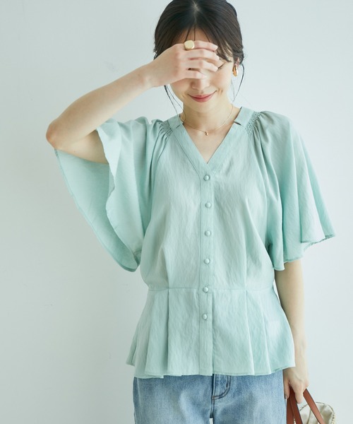 VIS（ビス）の「ワッシャー加工フレアスリーブブラウス（シャツ/ブラウス・レディース・ブラック/ホワイト/ライトグリーン/クリーム・FREE）」の17枚目の写真