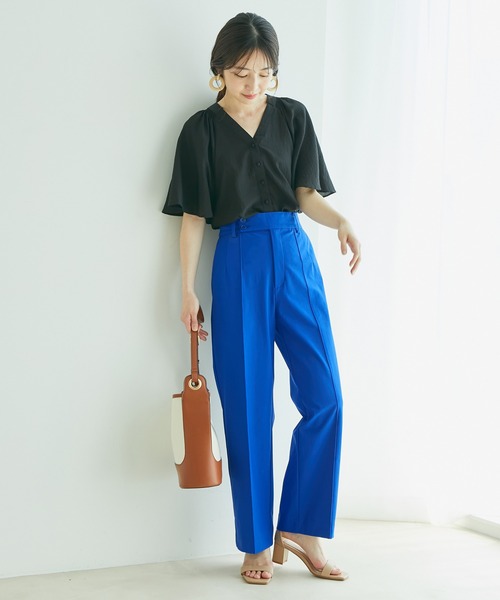 VIS（ビス）の「ワッシャー加工フレアスリーブブラウス（シャツ/ブラウス・レディース・ブラック/ホワイト/ライトグリーン/クリーム・FREE）」の6枚目の写真