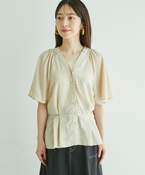 VIS（ビス）の「ワッシャー加工フレアスリーブブラウス（シャツ/ブラウス・レディース・ブラック/ホワイト/ライトグリーン/クリーム・FREE）」の20枚目の写真