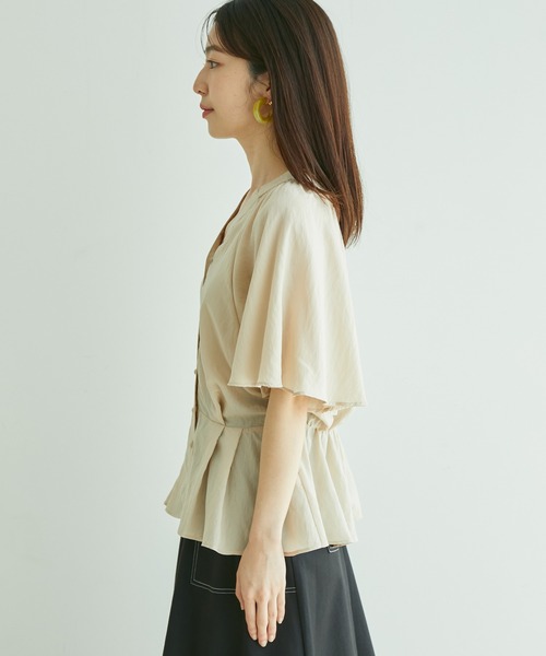 VIS（ビス）の「ワッシャー加工フレアスリーブブラウス（シャツ/ブラウス・レディース・ブラック/ホワイト/ライトグリーン/クリーム・FREE）」の18枚目の写真