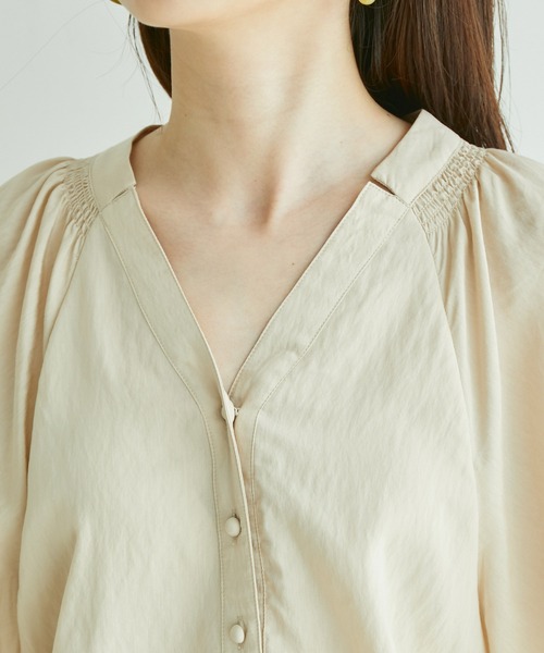 VIS（ビス）の「ワッシャー加工フレアスリーブブラウス（シャツ/ブラウス・レディース・ブラック/ホワイト/ライトグリーン/クリーム・FREE）」の7枚目の写真