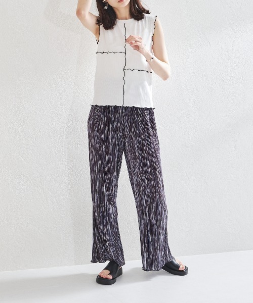 acro(アクロ)の「パネル配色ノースリーブ/AC1444(Tシャツ/カットソー・レディース・ホワイト/ベージュ/アイボリー/ブラック×ホワイト・フリ-)」の16枚目の写真