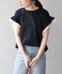 *シアードッキングギャザースリーブカットソー◆