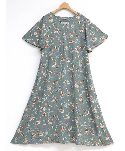 22新入荷 Size Noel Plus ボタニカル柄レースアップワンピース ワンピース ワンピース Branchee ノエルブランシェ の ワンピース Size Noel Branchee ノエルブランシェ のファッション たかみ 質店