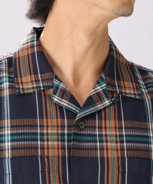 【 aoyama 別注】ANSNAM シルクシアサッカーチェックシャツ river aoyama 別注】ANSNAM シルクシアサッカーチェックシャツ