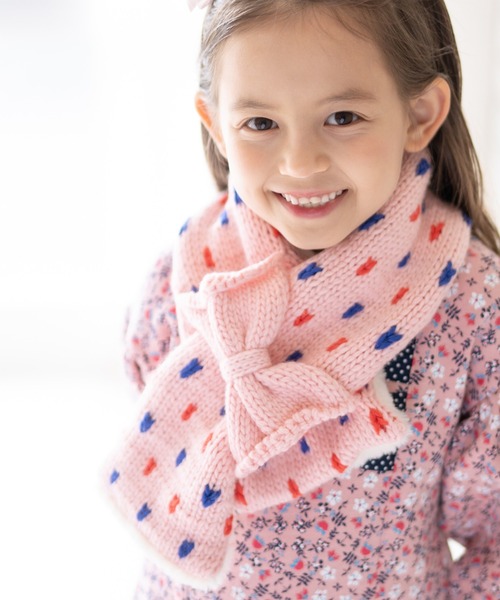 RAGMART（ラグマート）の「リボンマフラー（マフラー・キッズ・アイボリー/ピンク・S/M）」の2枚目の写真