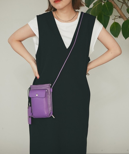 un dix cors（アンディコール）の「cachecache（カシュカシュ）スマホミニショルダー（ショルダーバッグ・レディース・ブラック/パープル/ホワイト・FREE）」の5枚目の写真