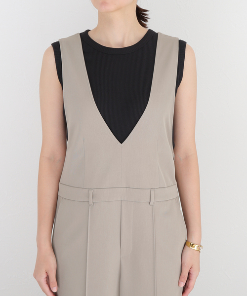 JOURNAL STANDARD（ジャーナルスタンダード）の「ドライタッチカルゼサロペット（サロペット/オーバーオール・レディース・ブラック/ベージュ・38/36）」の6枚目の写真