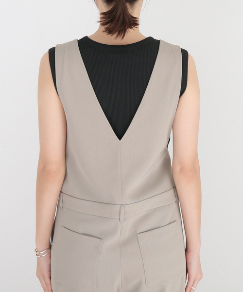 JOURNAL STANDARD（ジャーナルスタンダード）の「ドライタッチカルゼサロペット（サロペット/オーバーオール・レディース・ブラック/ベージュ・38/36）」の9枚目の写真