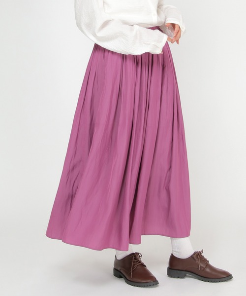 LBC（エルビーシー）の「サテンギャザースカート（スカート・レディース・パープル/ベージュ/チャコールグレー・M）」の16枚目の写真