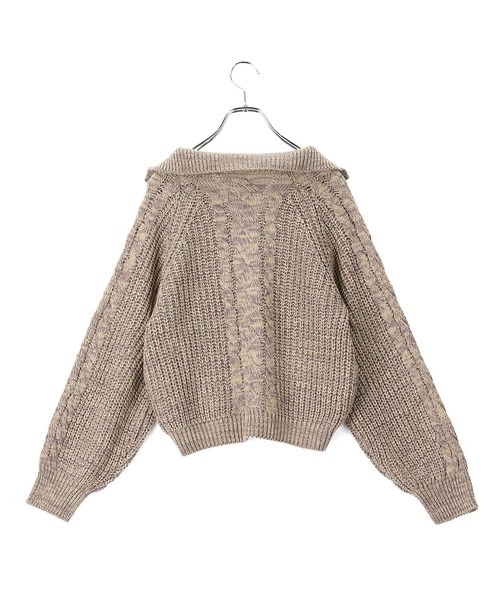 SALON adam et rope'(サロン アダム エ ロペ)の「【WEB限定】ハーフジップショートニット(ニット/セーター・レディース・チャコールグレー/パープル系その他/イエロー系その他・FREE)」の5枚目の写真