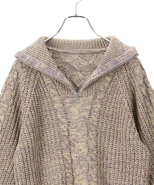 SALON adam et rope'(サロン アダム エ ロペ)の「【WEB限定】ハーフジップショートニット(ニット/セーター・レディース・チャコールグレー/パープル系その他/イエロー系その他・FREE)」の9枚目の写真