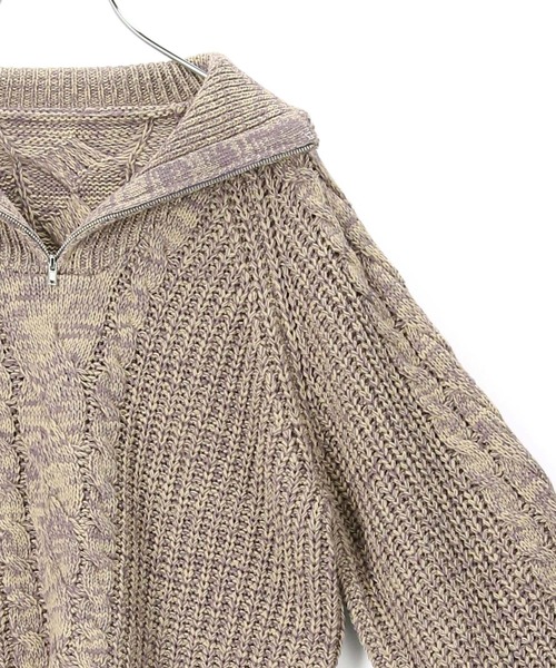 SALON adam et rope'(サロン アダム エ ロペ)の「【WEB限定】ハーフジップショートニット(ニット/セーター・レディース・チャコールグレー/パープル系その他/イエロー系その他・FREE)」の11枚目の写真