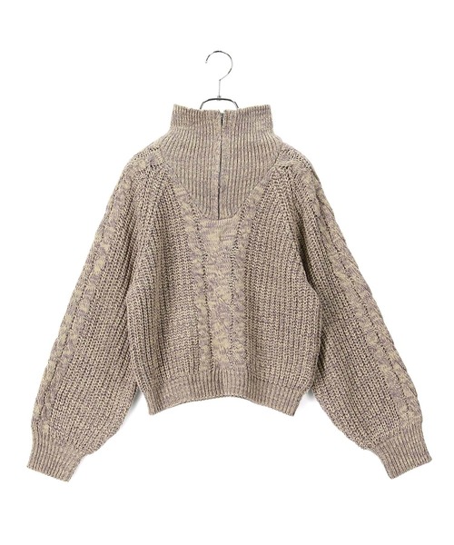 SALON adam et rope'(サロン アダム エ ロペ)の「【WEB限定】ハーフジップショートニット(ニット/セーター・レディース・チャコールグレー/パープル系その他/イエロー系その他・FREE)」の7枚目の写真