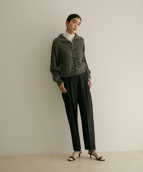 SALON adam et rope'(サロン アダム エ ロペ)の「【WEB限定】ハーフジップショートニット(ニット/セーター・レディース・チャコールグレー/パープル系その他/イエロー系その他・FREE)」の13枚目の写真