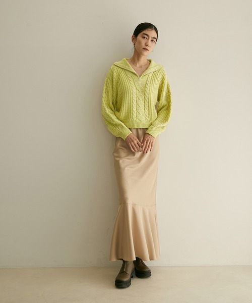 SALON adam et rope'(サロン アダム エ ロペ)の「【WEB限定】ハーフジップショートニット(ニット/セーター・レディース・チャコールグレー/パープル系その他/イエロー系その他・FREE)」の15枚目の写真