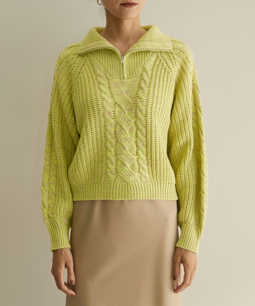 SALON adam et rope'(サロン アダム エ ロペ)の「【WEB限定】ハーフジップショートニット(ニット/セーター・レディース・チャコールグレー/パープル系その他/イエロー系その他・FREE)」の17枚目の写真