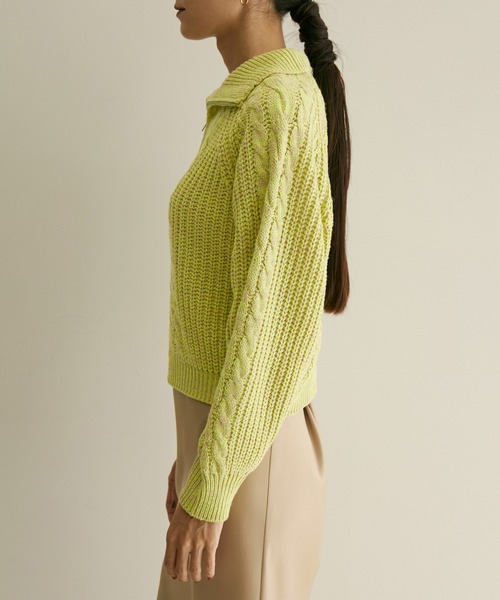 SALON adam et rope'(サロン アダム エ ロペ)の「【WEB限定】ハーフジップショートニット(ニット/セーター・レディース・チャコールグレー/パープル系その他/イエロー系その他・FREE)」の18枚目の写真