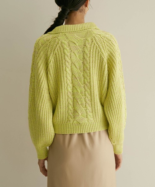 SALON adam et rope'(サロン アダム エ ロペ)の「【WEB限定】ハーフジップショートニット(ニット/セーター・レディース・チャコールグレー/パープル系その他/イエロー系その他・FREE)」の19枚目の写真