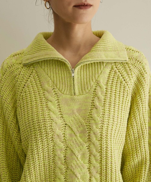 SALON adam et rope'(サロン アダム エ ロペ)の「【WEB限定】ハーフジップショートニット(ニット/セーター・レディース・チャコールグレー/パープル系その他/イエロー系その他・FREE)」の20枚目の写真