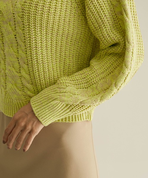 SALON adam et rope'(サロン アダム エ ロペ)の「【WEB限定】ハーフジップショートニット(ニット/セーター・レディース・チャコールグレー/パープル系その他/イエロー系その他・FREE)」の21枚目の写真