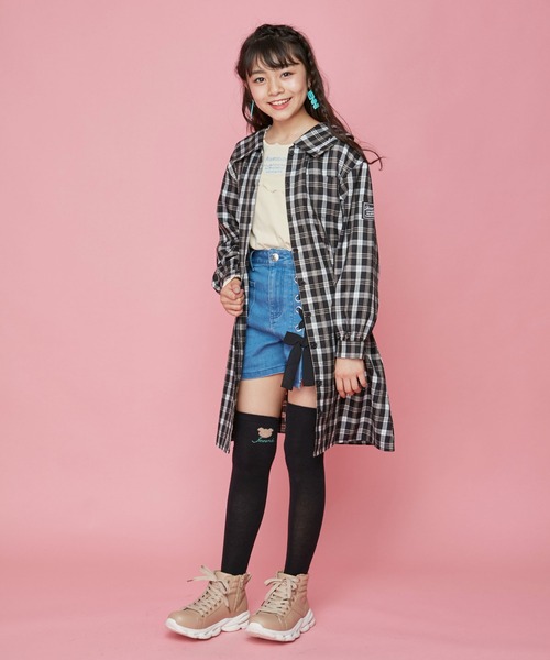 JENNI love(ジェニィラブ)の「アシメレースアップデニムショーパン(デニムパンツ・キッズ・ブルー/ネイビー・140cm/130cm/150cm/160cm)」の9枚目の写真