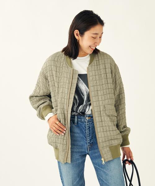 journal standard L'essage（ジャーナルスタンダードレサージュ）の「キルトジャガードブルゾン（ブルゾン・レディース・ブラック/カーキ・FREE）」の15枚目の写真