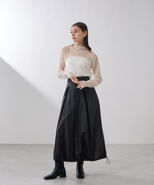 Lui's（ルイス）の「レザーサテンバルーンスカート（スカート・レディース・ブラック/カーキ・FREE）」の8枚目の写真