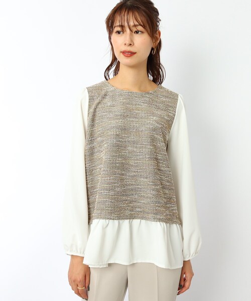 DRESKIP（ドレスキップ）の「◆ツィードレイヤード風プルオーバー（Tシャツ/カットソー・レディース・ブラック/グリーン/サンドベージュ・02/03/04）」の4枚目の写真